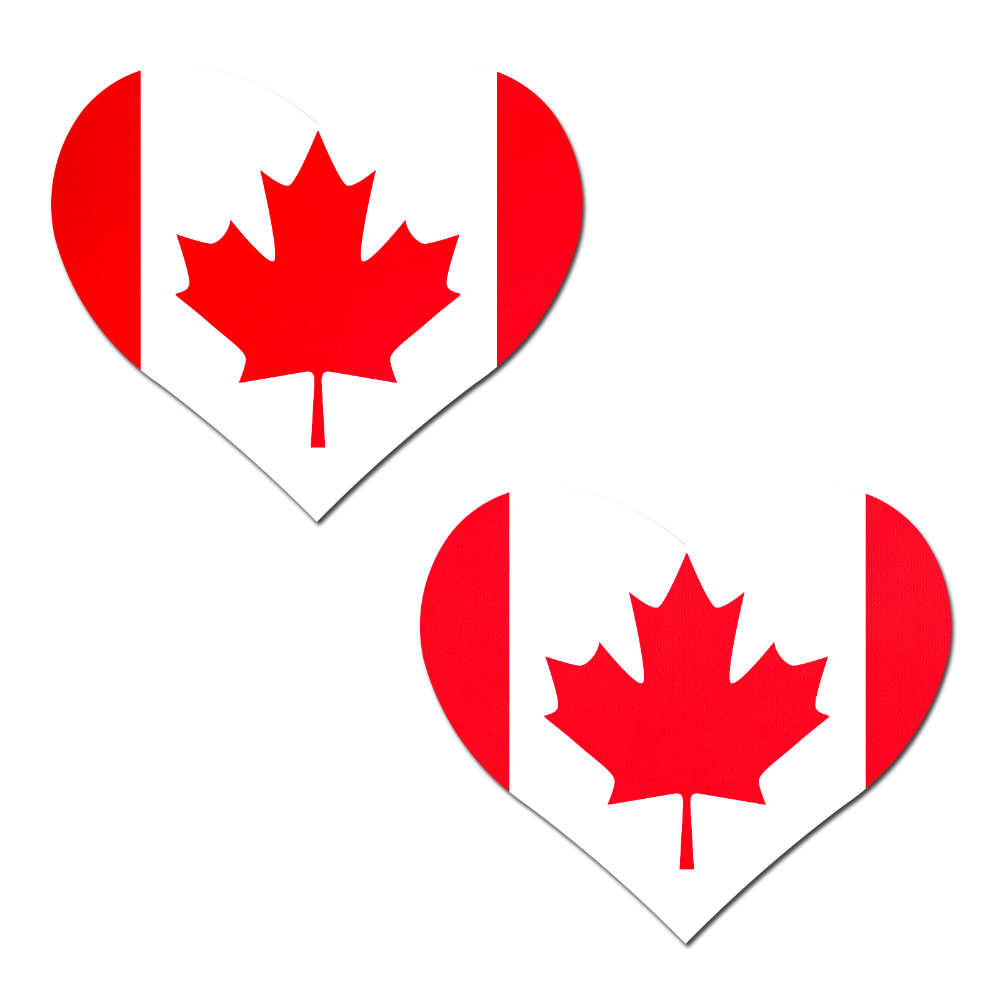 Love: Canadian Flag on Heart Nipple Pasties by Pastease® o/s