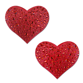 Love: Crystal Red Sparkling Heart Nipple Pasties by Pastease®