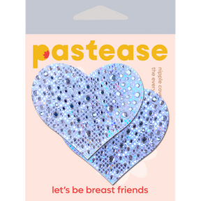 Love: Crystal Silver Sparkling Heart Nipple Pasties by Pastease®