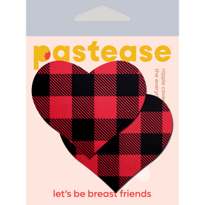 Love: Buffalo Plaid Heart Nipple Pasties in Red & Black by Pastease®