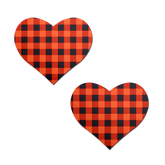Love: Gingham Orange & Black Halloween Plaid Nipple Pasties by Pastease®