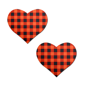 Love: Gingham Orange & Black Halloween Plaid Nipple Pasties by Pastease®