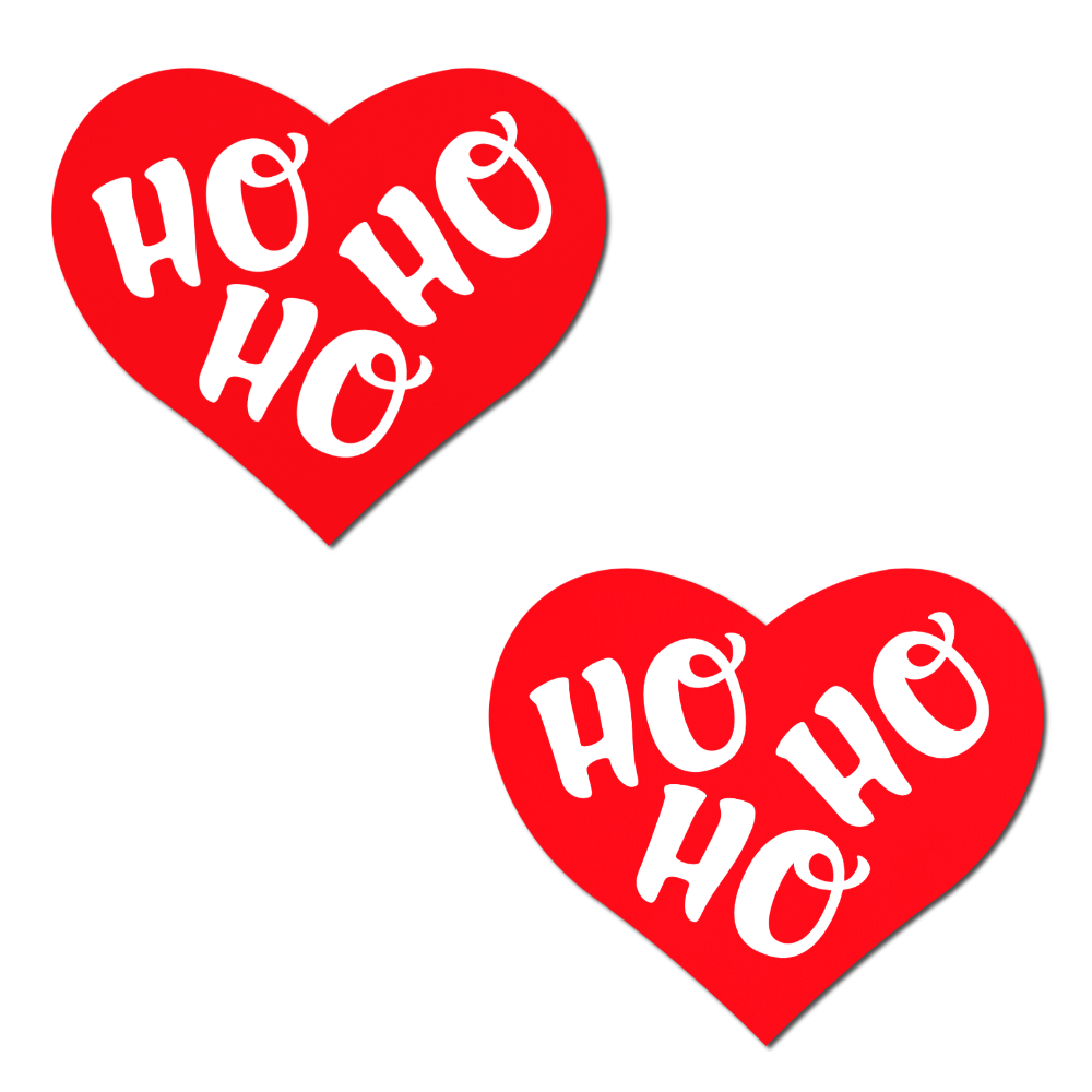 Love: Red and White Ho Ho Ho Hearts Nipple Pasties by Pastease®