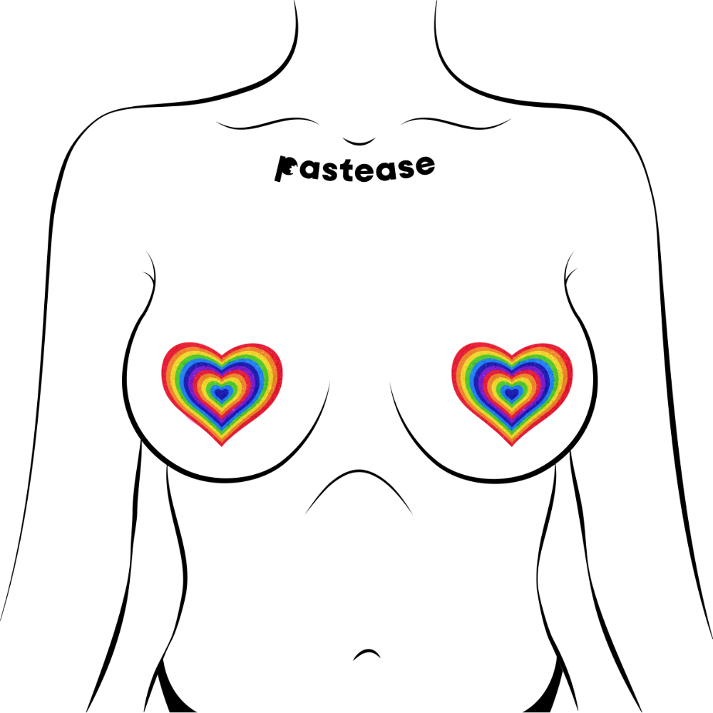 Love: Velvet Rainbow Pumping Heart Nipple Pasties by Pastease®