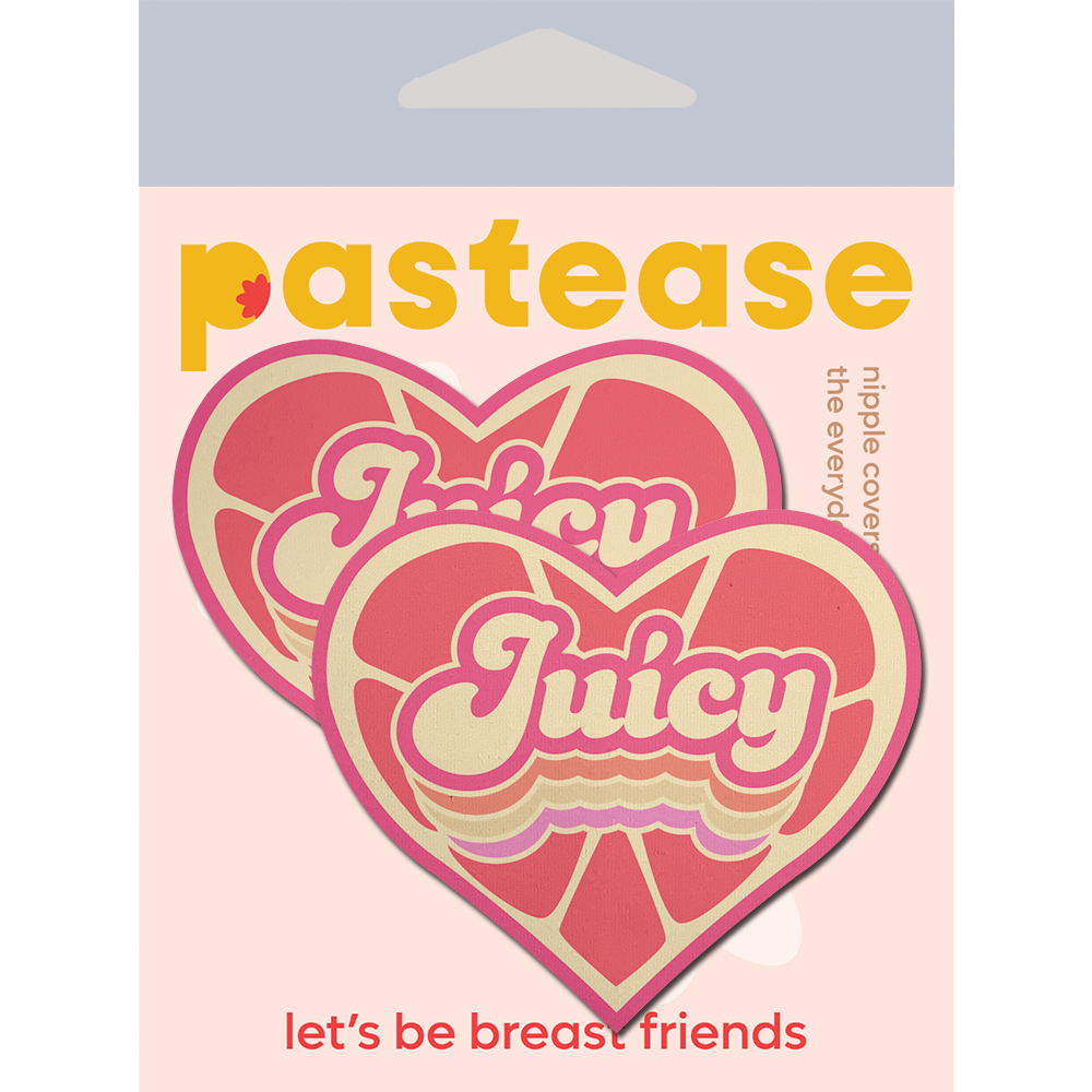 Love: 'Juicy' Pink Grapefruit Retro Heart Pasties Affirmations by Pastease