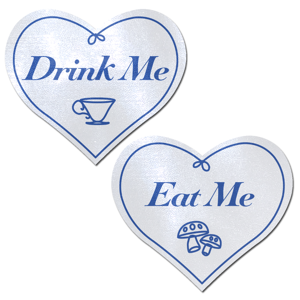 Eat Me Drink Me on Liquid White Heart Nipple Pasties by Pastease®