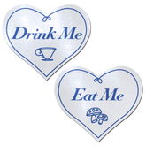 Eat Me Drink Me on Liquid White Heart Nipple Pasties by Pastease®