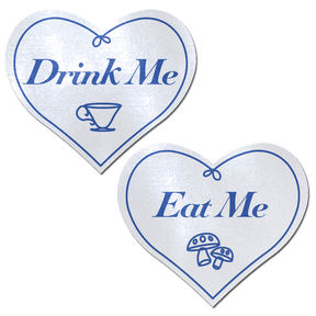 Eat Me Drink Me on Liquid White Heart Nipple Pasties by Pastease®