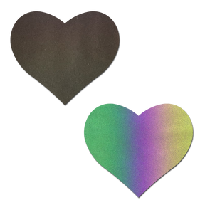 Love: Reflective Rainbow Heart Nipple Pasties by Pastease® o/s