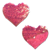 Love: Hot Pink & Matte Pink Color Changing Sequin Heart Nipple Pasties by Pastease®