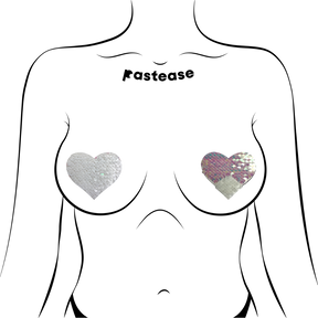 Love: Pearl & White Color Changing Sequin Heart Nipple Pasties by Pastease®