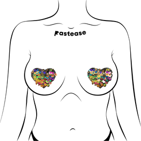 Love: Multi-Color Party Sequin Heart Nipple Pasties by Pastease®
