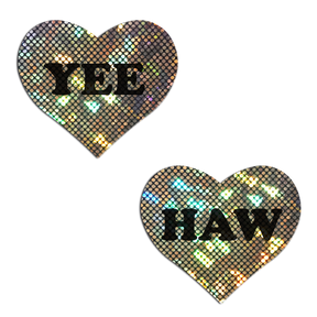 Love: 'YEE HAW' in Black on Gold Glitter Disco Heart Nipple Pasties by  Pastease® o/s
