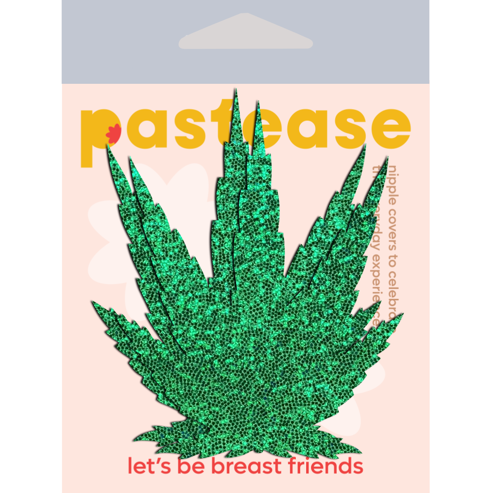 Leaf: Glittering Green Pot Leaves Nipple Pasties by Pastease®