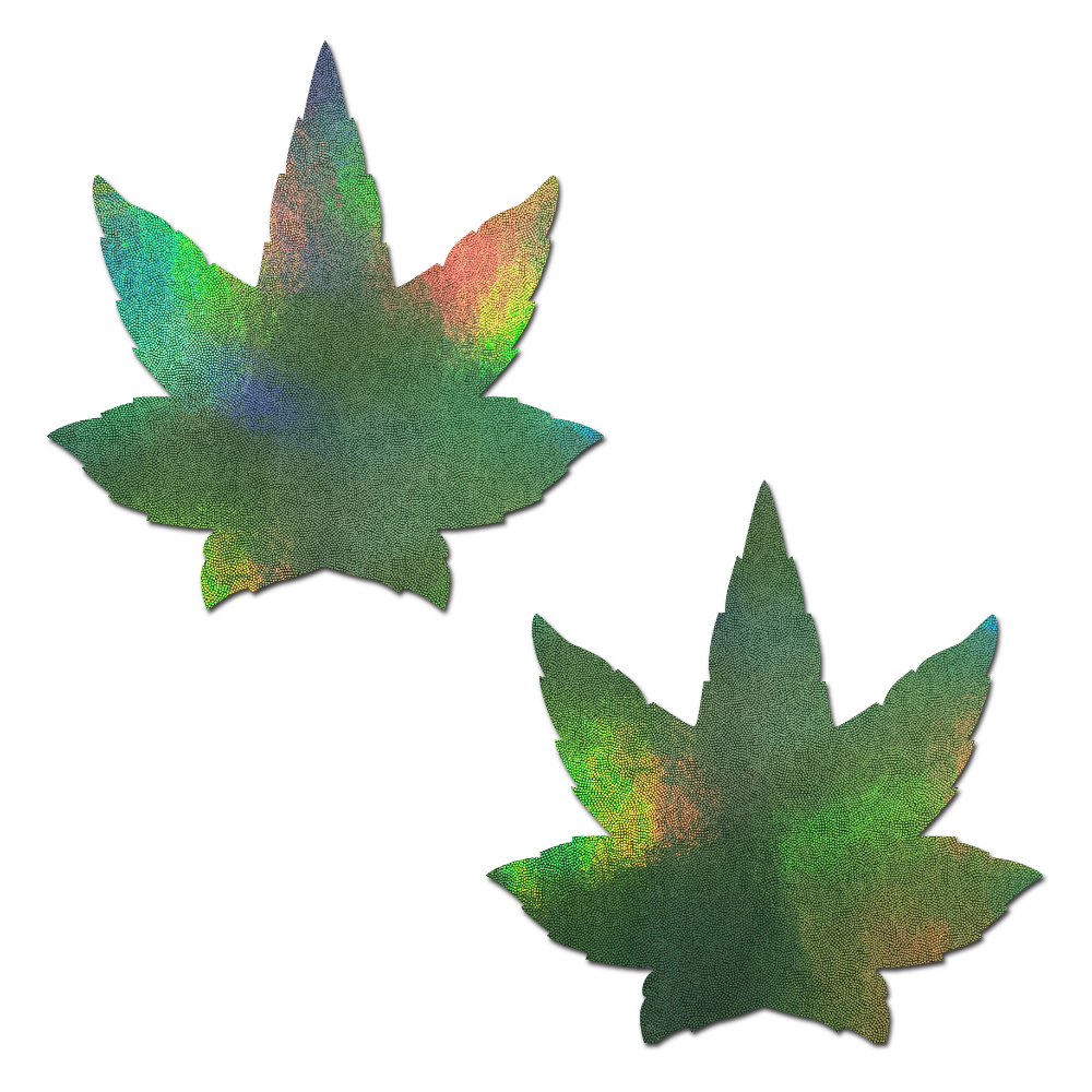 Indica Pot Leaf: Holographic Weed Nipple Pasties by Pastease®