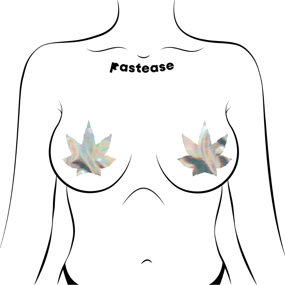 Indica Pot Leaf: Holographic Weed Nipple Pasties by Pastease®
