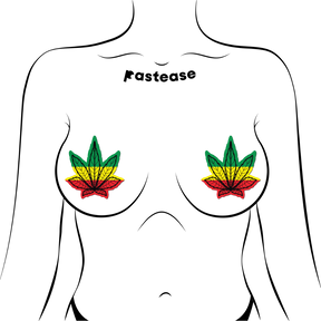 Indica Pot Leaf: Rasta Weed Nipple Pasties by Pastease® o/s
