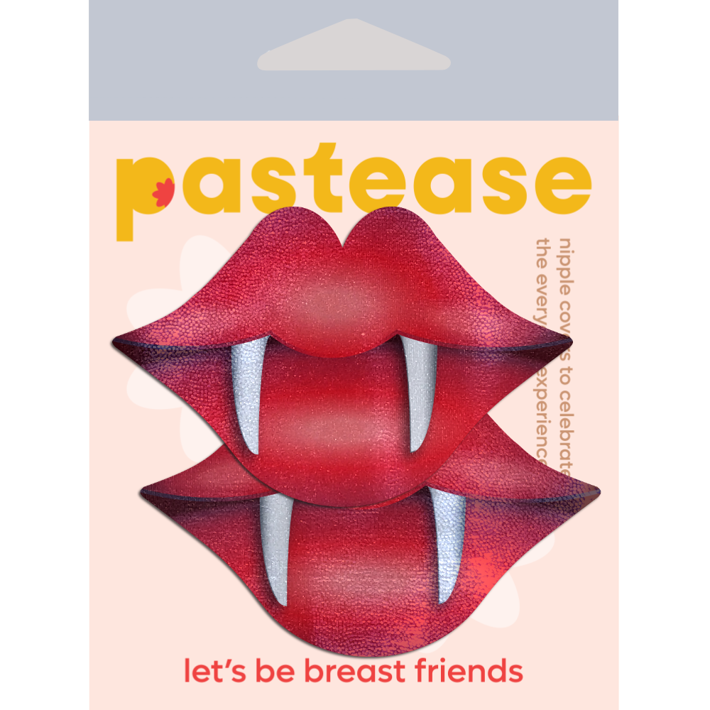 Kisses: Red Lips with Fangs Nipple Pasties by Pastease® o/s