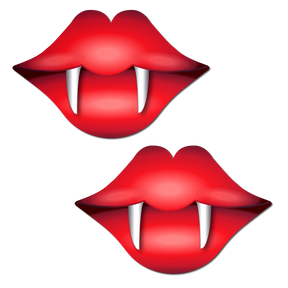 Kisses: Red Lips with Fangs Nipple Pasties by Pastease® o/s