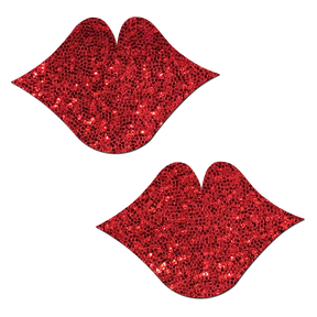 Kisses: Red Glittering Lip Nipple Pasties by Pastease®