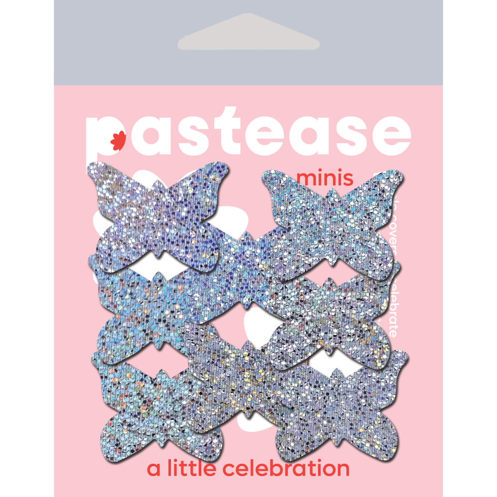 Body Minis: 10 Mini Silver Glitter Butterflies Nipple and Body Pasties by Pastease® o/s