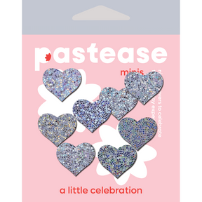 Body Minis: 10 Mini Silver Glitter Hearts Nipple & Body Pasties by Pastease® o/s