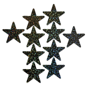 Body Minis: 10 Mini Black Glitter Stars Nipple &  Body Pasties by Pastease® o/s
