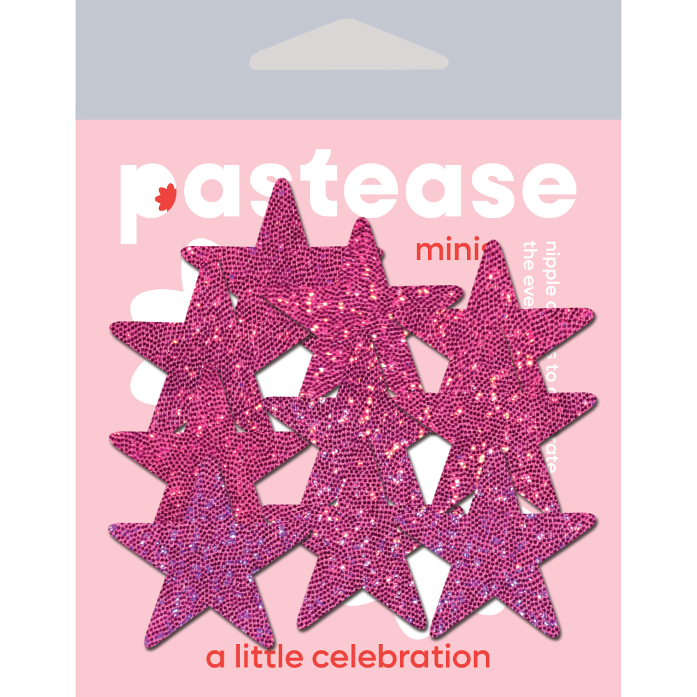 Body Minis: 10 Mini Hot Pink Glitter Stars Nipple &  Body Pasties by Pastease® o/s