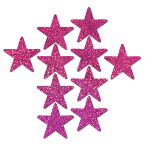 Body Minis: 10 Mini Hot Pink Glitter Stars Nipple &  Body Pasties by Pastease® o/s