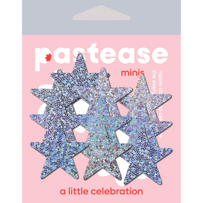 Body Minis: 10 Mini Silver Glitter Stars Nipple & Body Pasties by Pastease® o/s