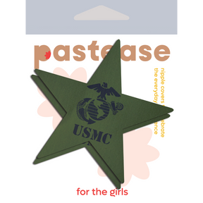 Nautical Star: Military USMC US Marines Insignia Black on Green Nipple Pasties by Pastease® o/s