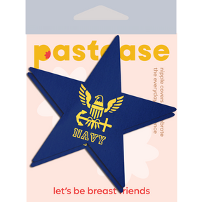 Nautical Star: Military US Navy Insignia Yellow on Blue Nipple Pasties by Pastease®