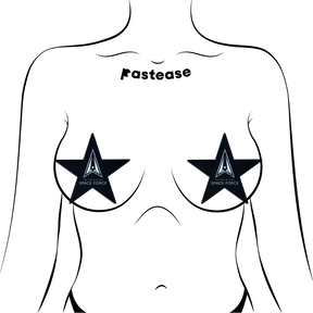 Nautical Star: Military US Space Force Insignia on Black Nipple Pasties by Pastease®
