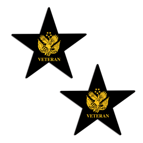 Nautical Star: Military 'Veteran' Insignia Yellow on Black Nipple Pasties by Pastease®