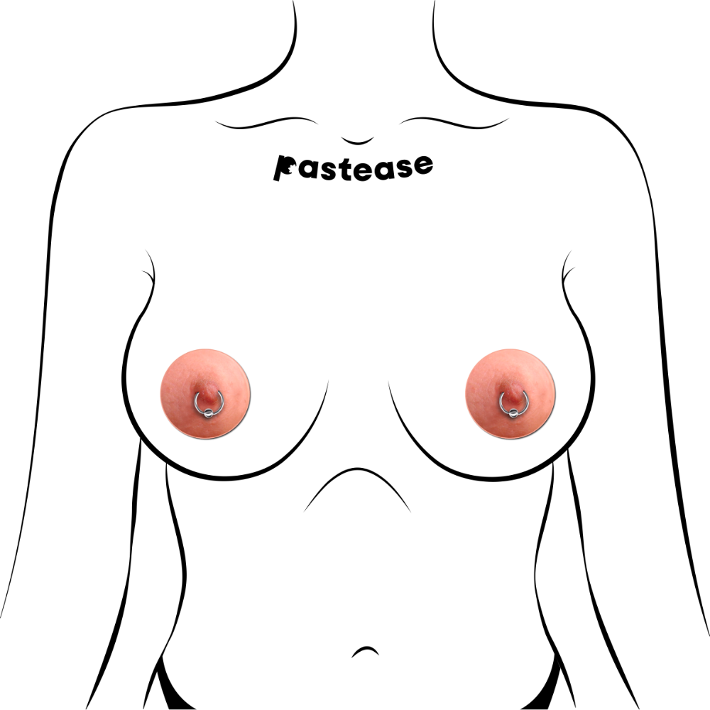 Nipple: Photo-Realistic Pierced Nipple Ring Nipple Pasties by Pastease® o/s