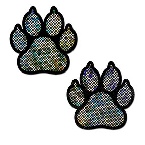 Paw Print on Shattered Glass Disco Ball Silver Nipple Pasties by Pastease®