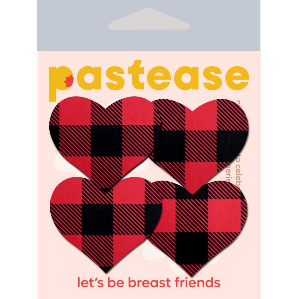 Petites: Two-Pair Small Buffalo Plaid Hearts Nipple Pasties by Pastease®