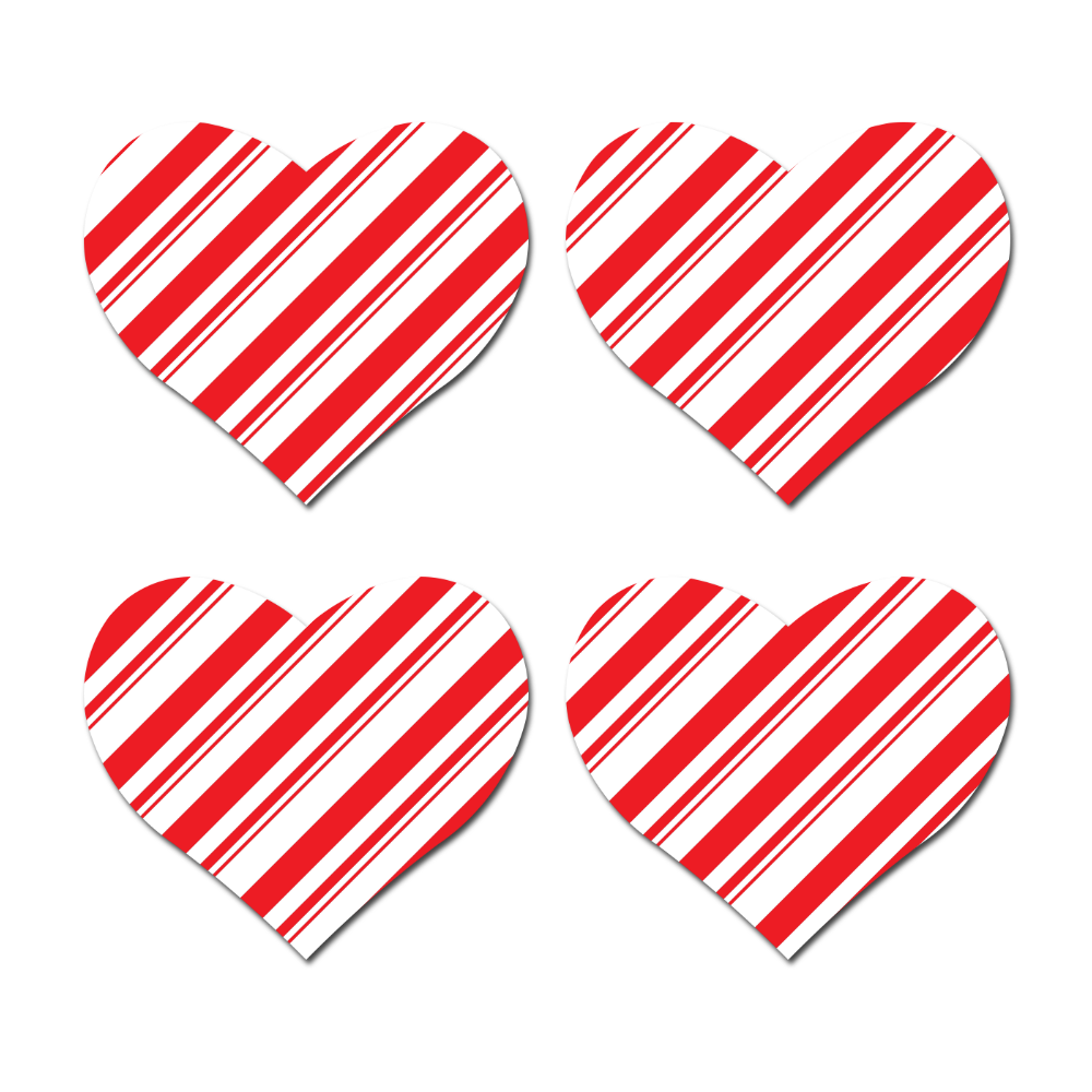 Petites: Two-Pair Small Candy Cane Hearts Nipple Pasties by Pastease®