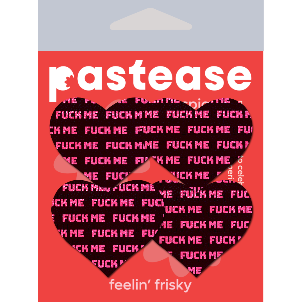 Petites: Two-Pair Small 'Fuck Me' Hearts Nipple Pasties by Pastease®