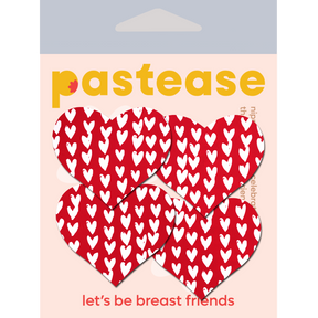Petites: Two-Pair Small Red Hearts Pattern on White Hearts Nipple Pasties by Pastease®