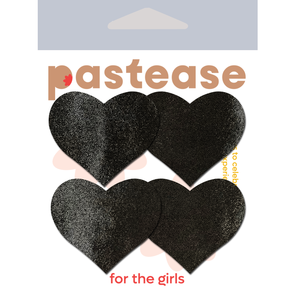 Petites: Two-Pair Small Liquid Black Hearts  Nipple Pasties by Pastease® o/s