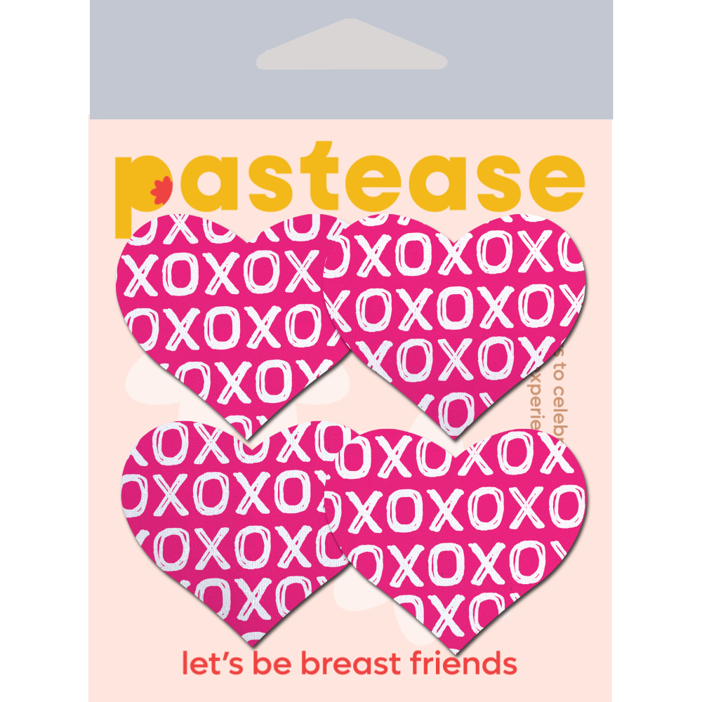 Petites: Two-Pair Small XO Pattern Pink Hearts Nipple Pasties by Pastease®