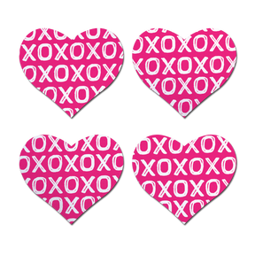 Petites: Two-Pair Small XO Pattern Pink Hearts Nipple Pasties by Pastease®