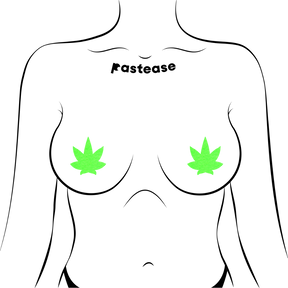 Petites: Two-Pair of Small (Glow-In-The-Dark) Pot Leaf Nipple Pasties by Pastease® o/s