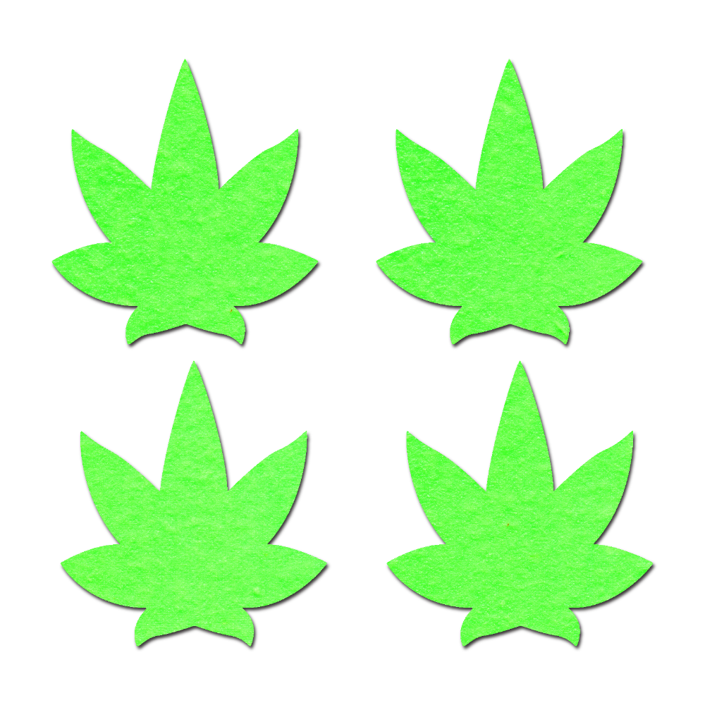 Petites: Two-Pair of Small (Glow-In-The-Dark) Pot Leaf Nipple Pasties by Pastease® o/s