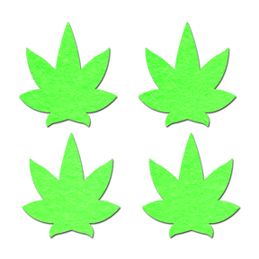 Petites: Two-Pair of Small (Glow-In-The-Dark) Pot Leaf Nipple Pasties by Pastease® o/s
