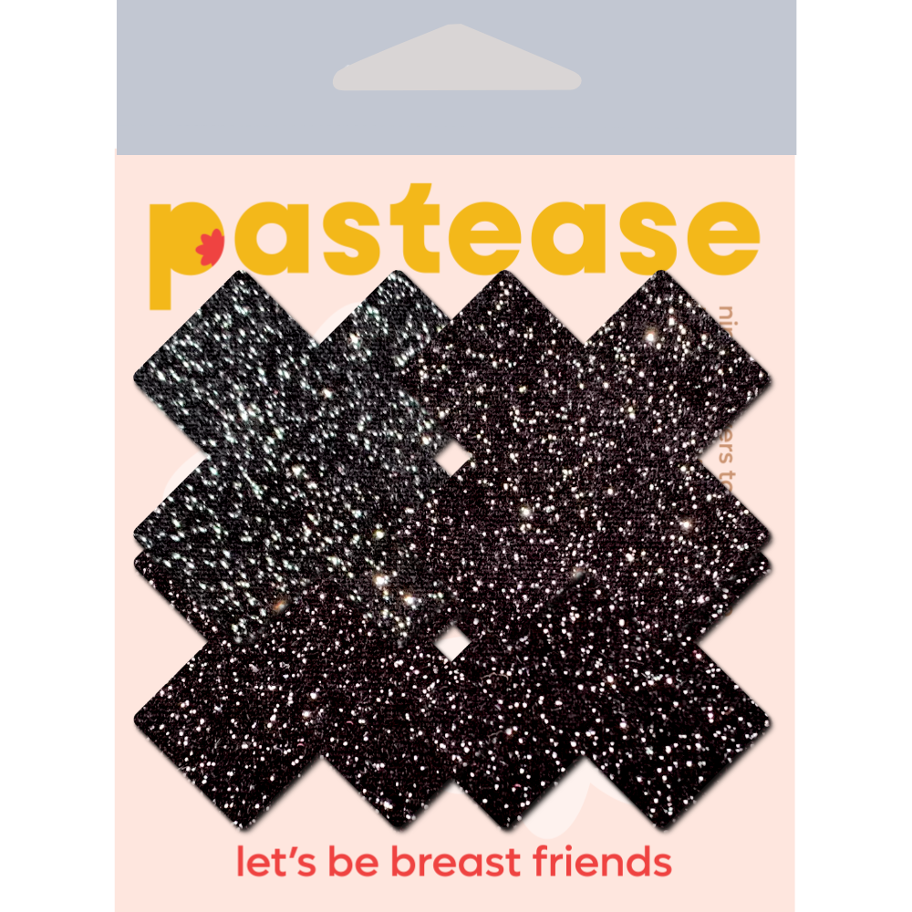 Petite Plus X: Two Pair of Small Sparkle Black Plus Nipple Pasties by Pastease® o/s