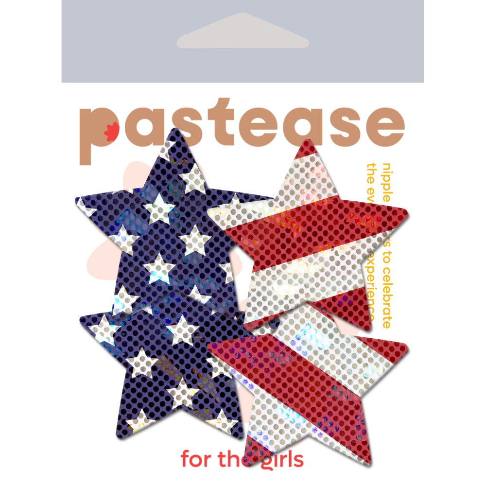 Petites: Two-Pair Small Glittering Stars & Stripes Star Nipple Pasties by Pastease®