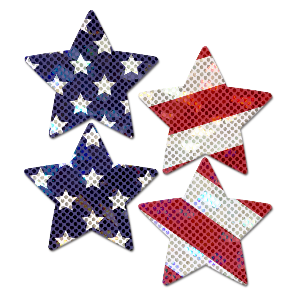 Petites: Two-Pair Small Glittering Stars & Stripes Star Nipple Pasties by Pastease®