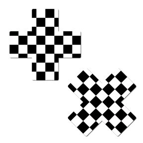 Plus X: Black & White Checker Cross Nipple Pasties by Pastease®